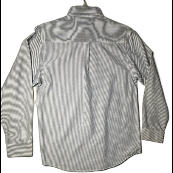 Dockers Dress Shirt Men Size 18 Gray Blue Long Sleeve Striped Cotton Blend - Picture 4 of 4